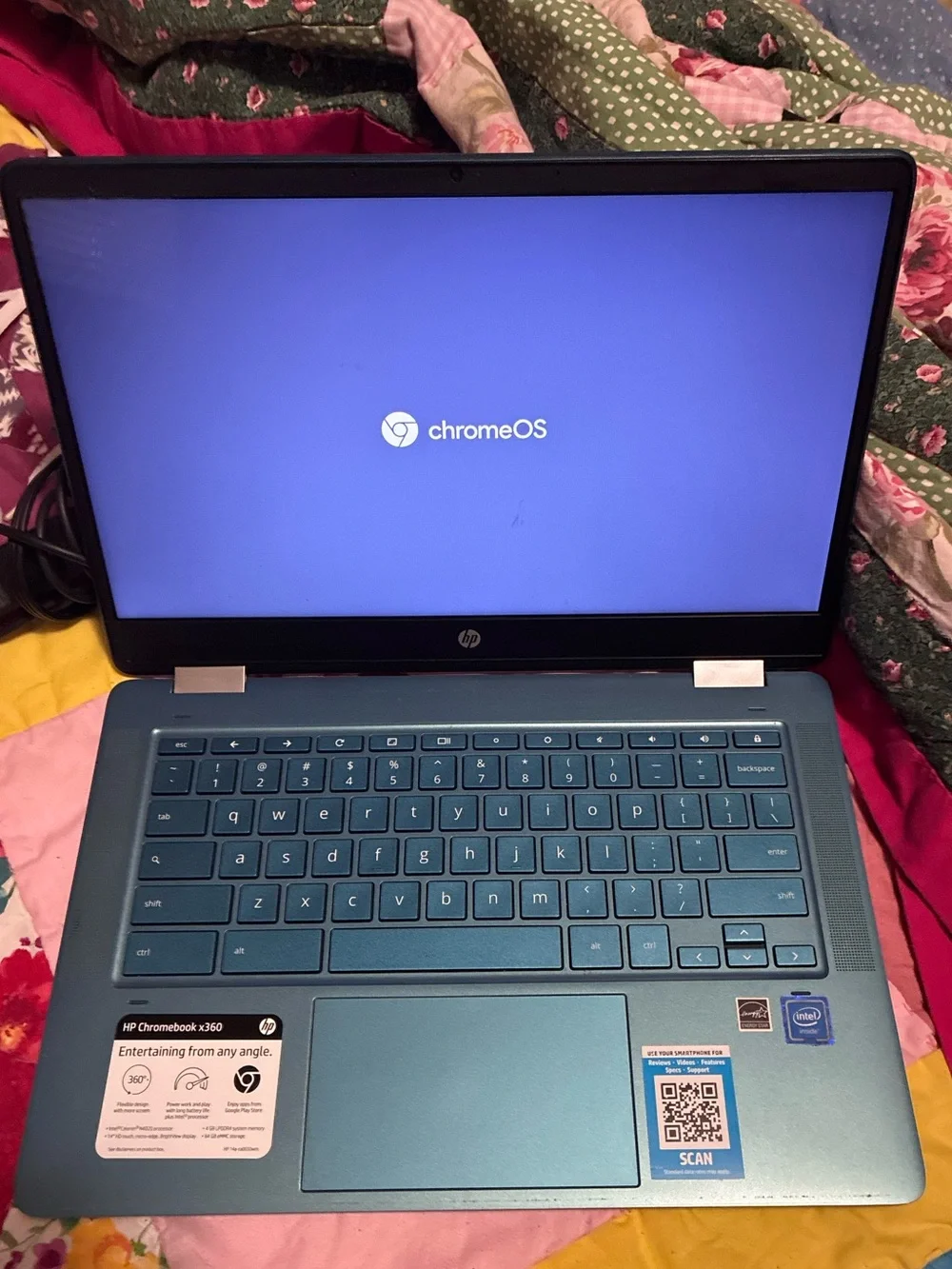 HP Teal Blue Chromebook with Charger Cord